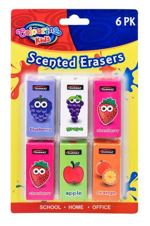 6 Scented Smelly Erasers Rubber Kids Party Favour Treat Loot Bag Birthday Eraser