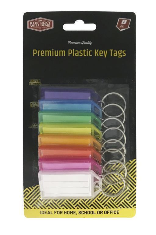 8x Plastic Key Tags With Split Ring Keys Identifier Bag Luggage Labels Tag ID