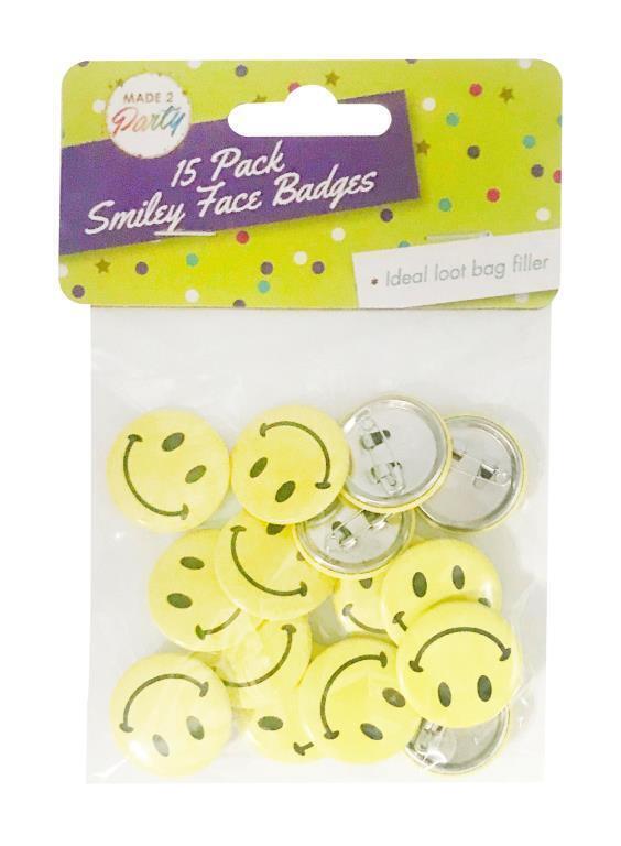 Mini Small Yellow Smiley Face Pin Badge Birthday Party Loot Happy Bag Button