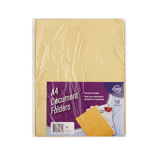 Yellow Document Files Folder Pack of 10 Fits Foolscap Office Home A4 355 x 241mm