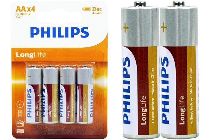 4pcs Genuine Philips AA Long Life Zinc Battery 1.5V Batteries 3x More Power