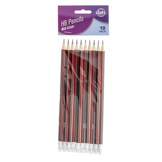 10Pcs Pencils HB With Eraser School Home Office Red and black