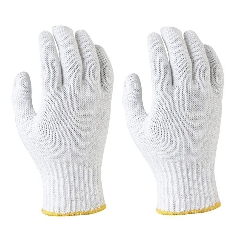 1 Pair Safety Work Cotton Gloves Knitted Labor Garden Hand Protect Glove 22mm