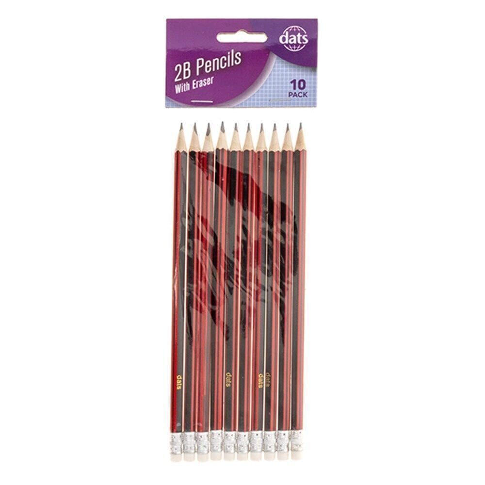 10Pcs Pencils 2B With Eraser School Home Office Red and black