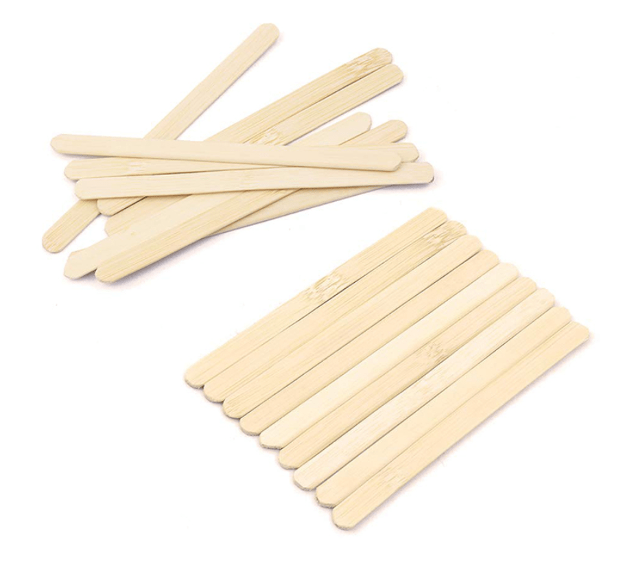 100 Wooden Craft Sticks Paddle Pop Popsicle Coffee Stirrers Ice Cream Wax Stick