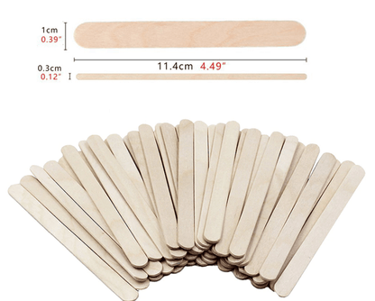 100 Wooden Craft Sticks Paddle Pop Popsicle Coffee Stirrers Ice Cream Wax Stick