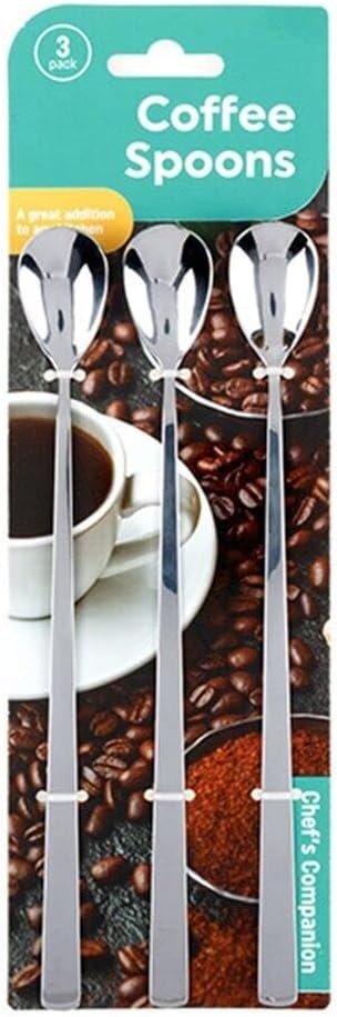 3 x Stainless Steel Long Teaspoon Coffee Latte Tea Soda Ice Cream Mixing Spoon