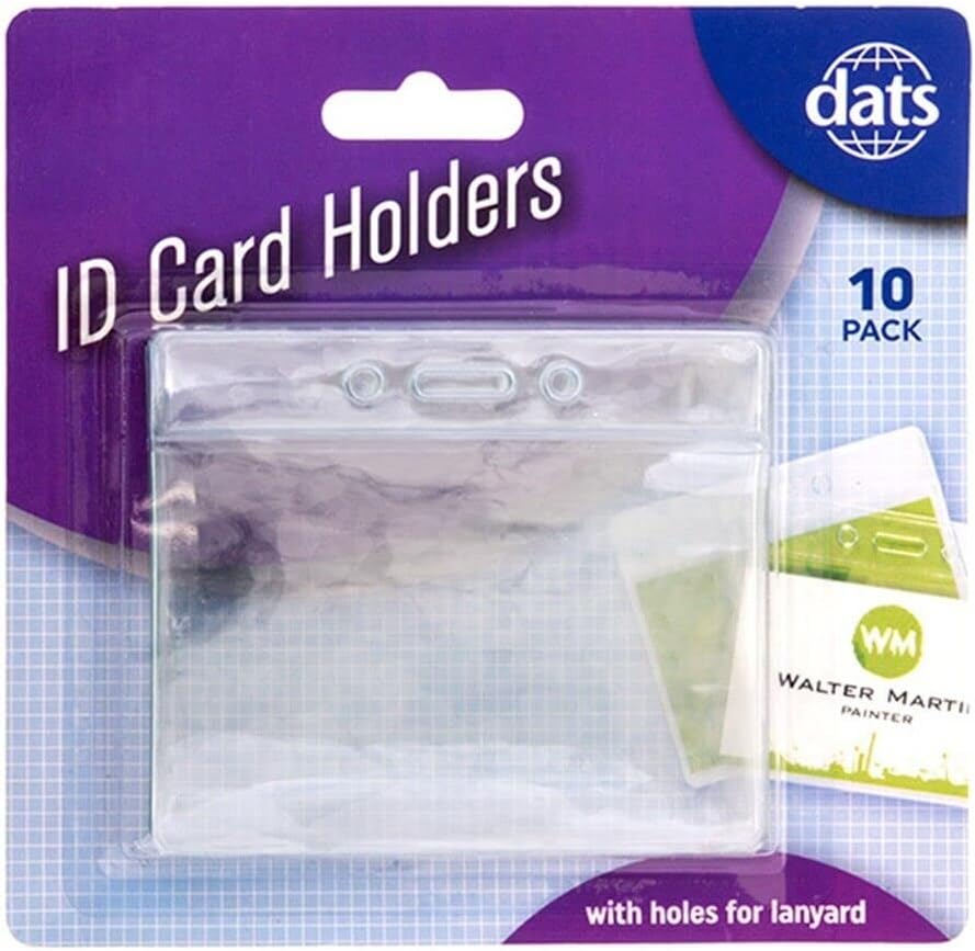 10 Horizontal Plastic ID Card Holder Pouch Clear PVC Lanyard Work Badge Lock