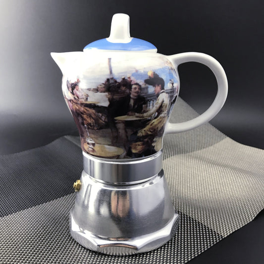 Afternoon Tea Vintage Porcelain Ceramic Italian Stove Top Espresso Coffee Maker 3-4Cups 200ml