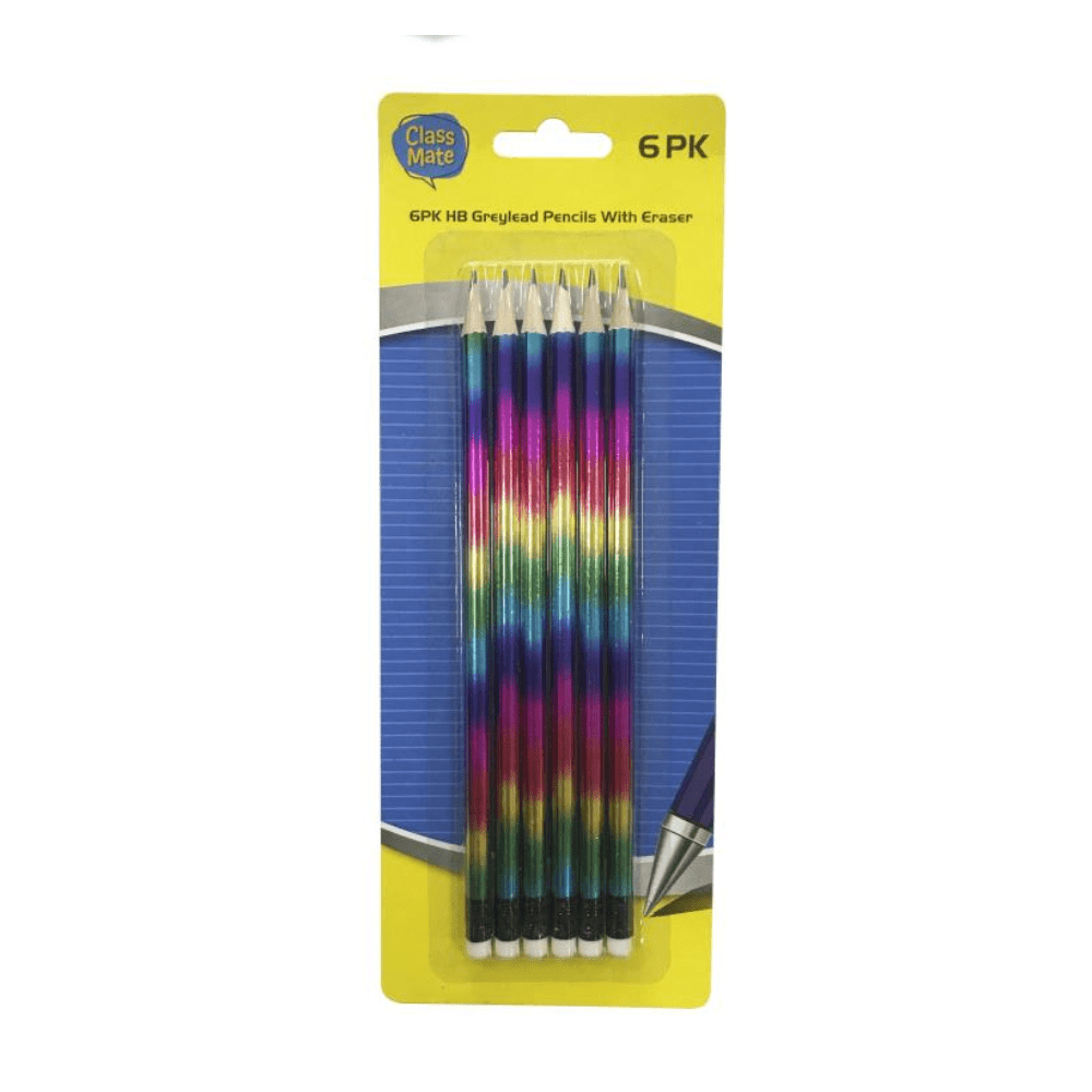 HB Lead Pencils with Eraser Wood Round Grip Pencil School Pre-sharpened 6Pcs